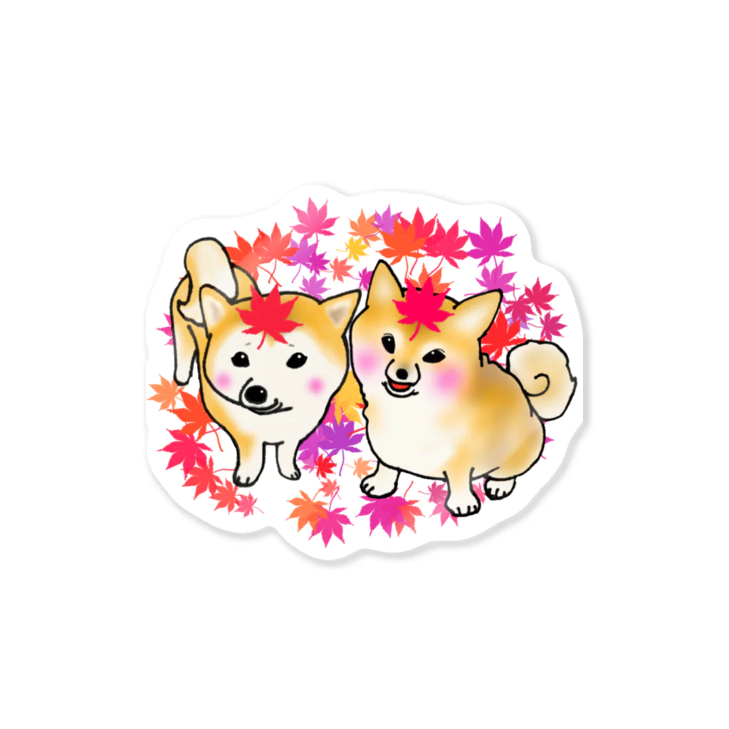 塩田加工の紅葉と柴犬 Sticker