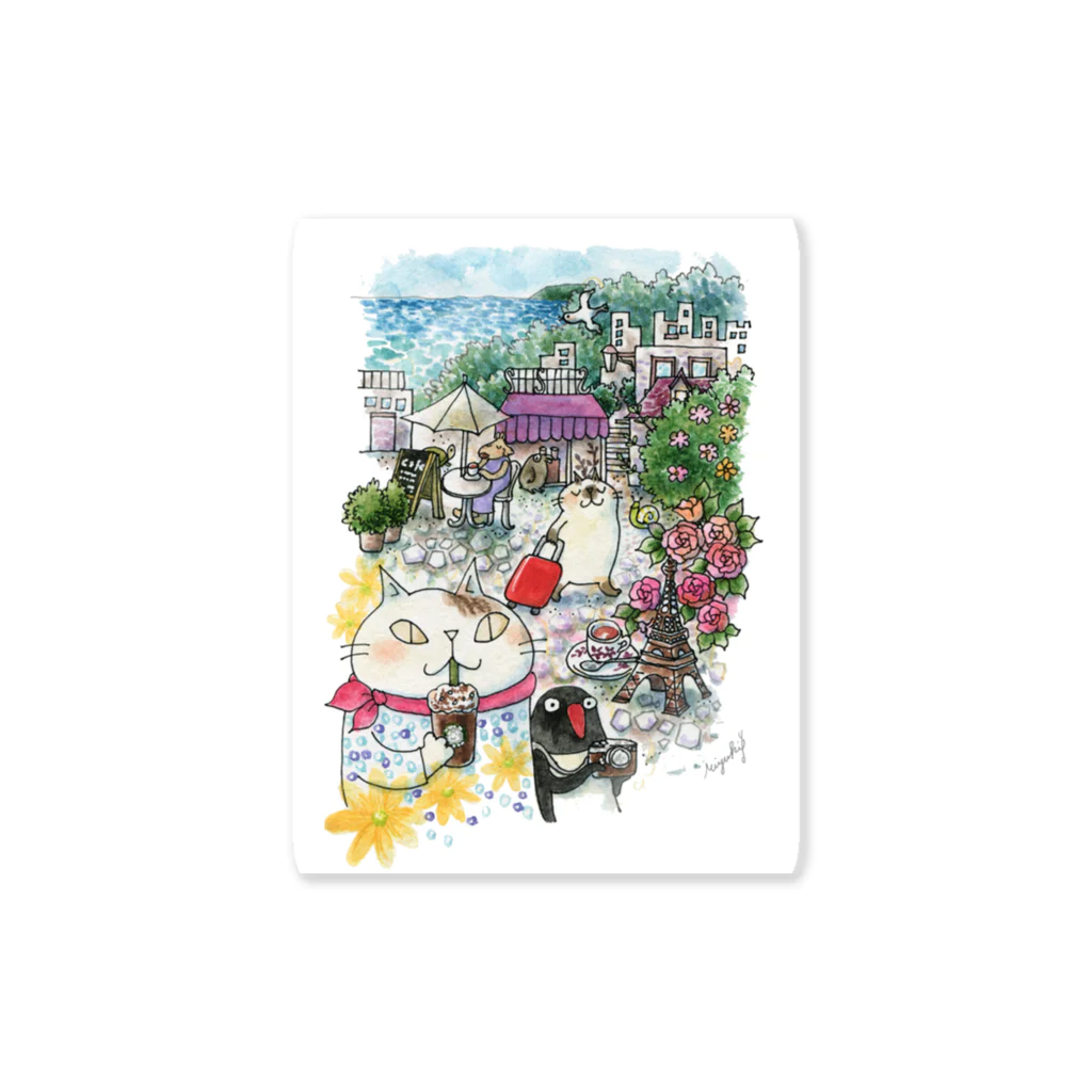 吉沢深雪の猫とペンギンと旅気分 Sticker