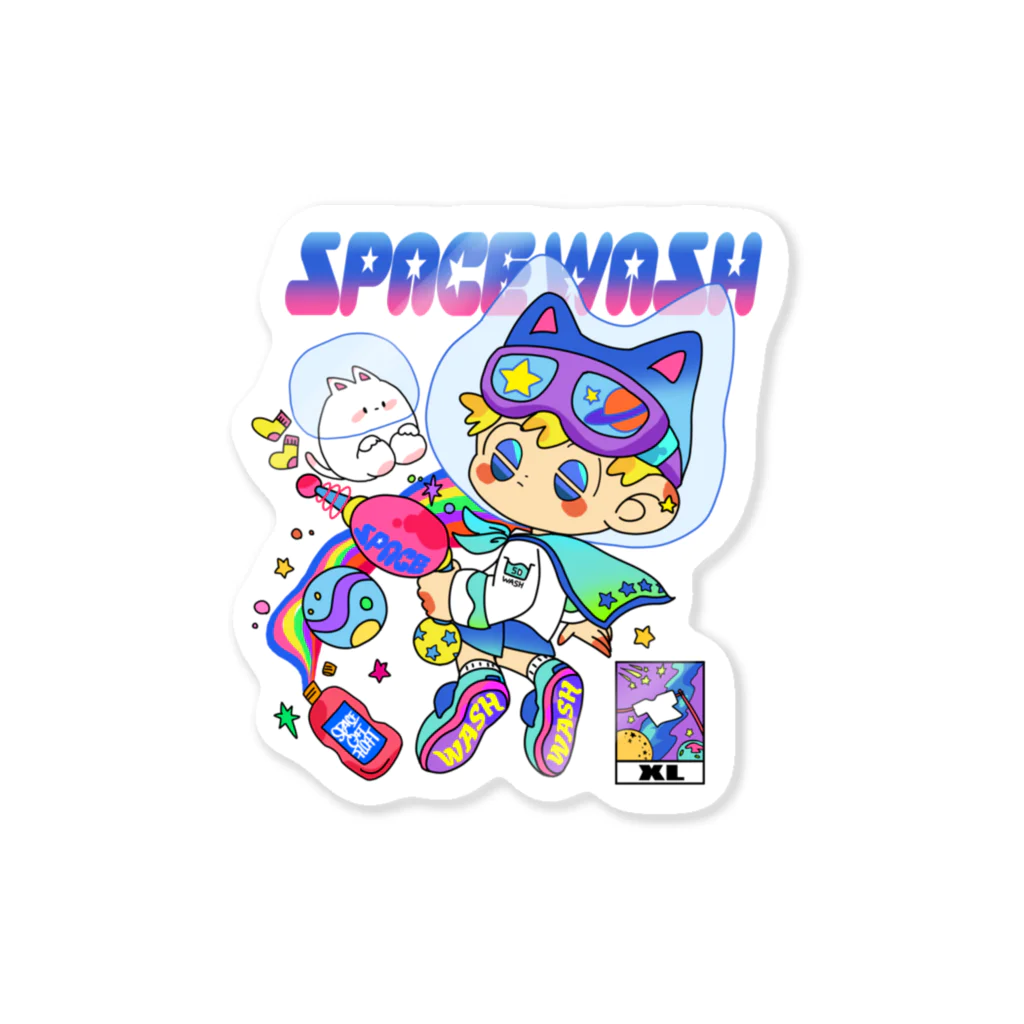 space laundryのスペースウォッシュ～黒地用～ Sticker