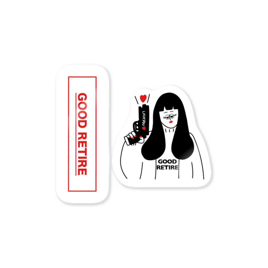 GOOD RETIREのLOVEBEEM&ロゴ Sticker