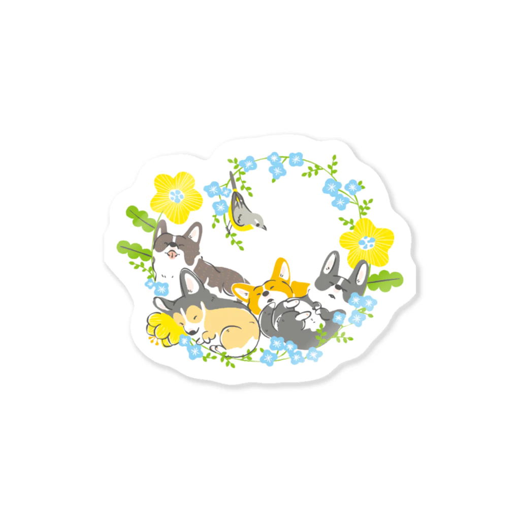 サカモトリエ/イラストレーターのねむねむコーギー Sticker