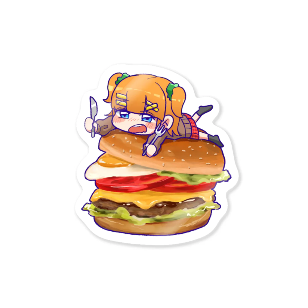 みねつきのみかんちゃんとハンバーガー ステッカー