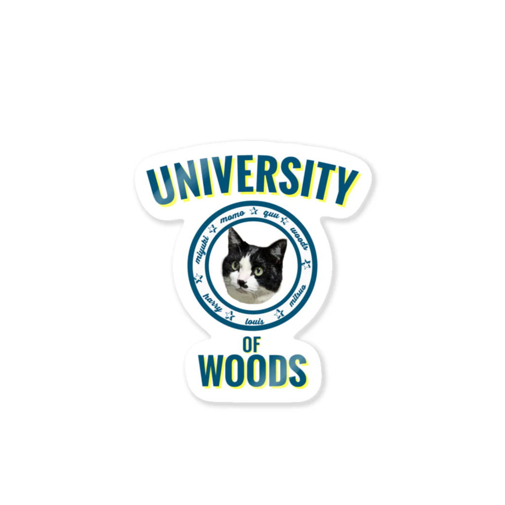 おだちゃんと7匹の猫たちのWOODS UNIVERSITY ステッカー