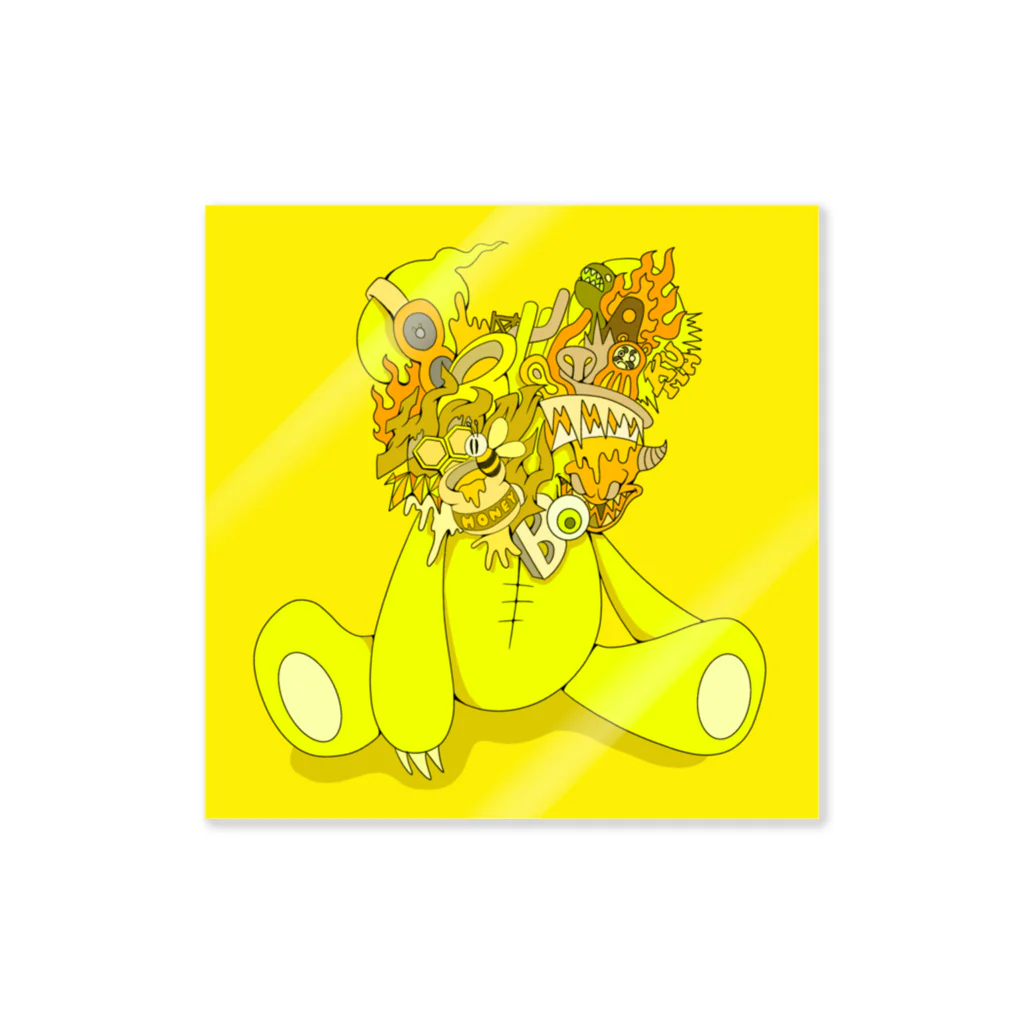 りん太のShocking face Animal arts 「Yellow Bear」 ステッカー