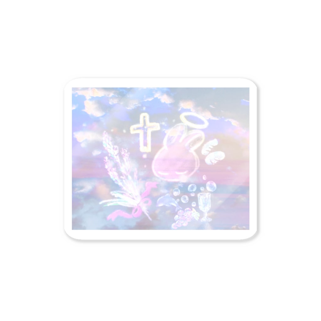 シュウマイのバニラ味の天国祈りうさぎ Sticker