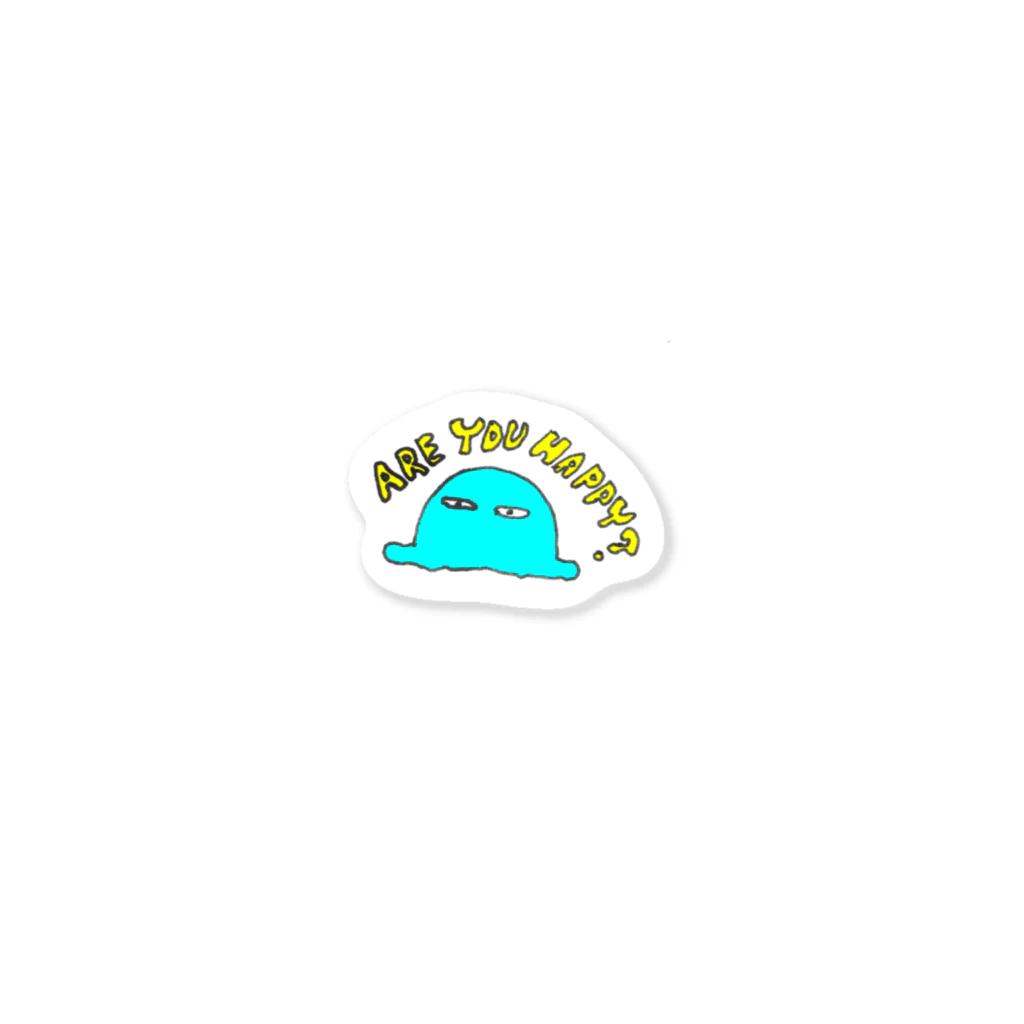 ema ショップの癒し　謎の生物　ロゴ　ARE　YOU　HAPPY？ Sticker