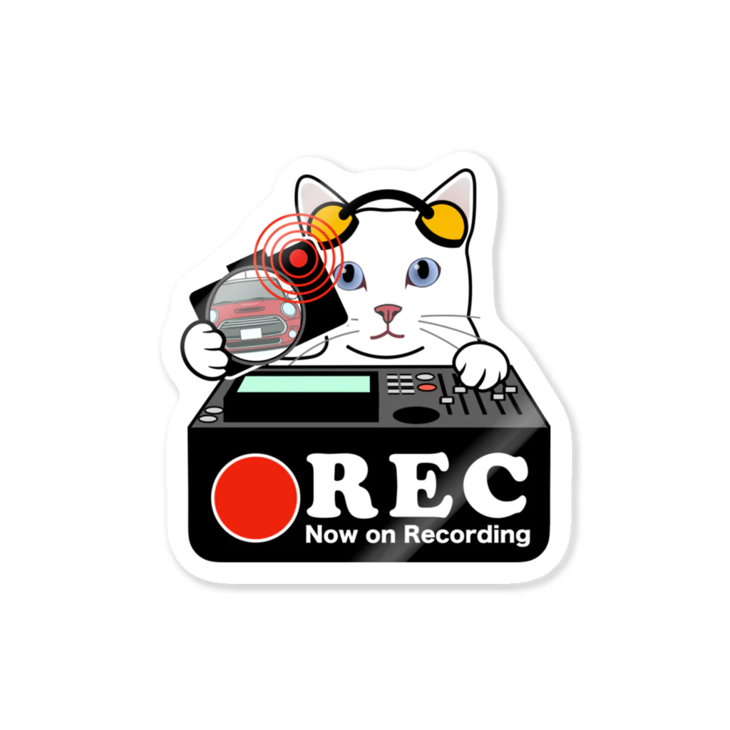 パグ PUG ぱぐ  OHMAI GALLERYの白猫 ネコ 猫 ドラレコステッカー ステッカー