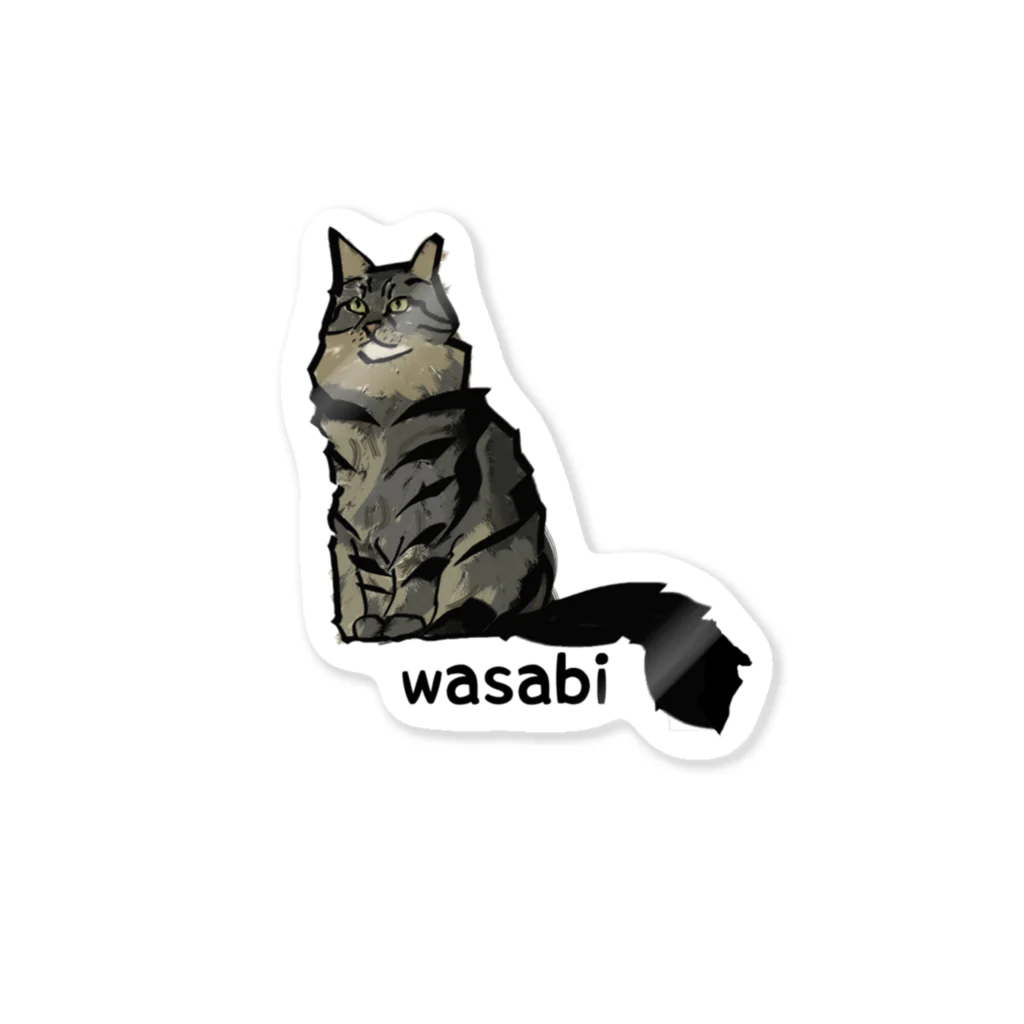 大変かわいらしい猫のグッズ屋さんのwasabi　イラスト ステッカー