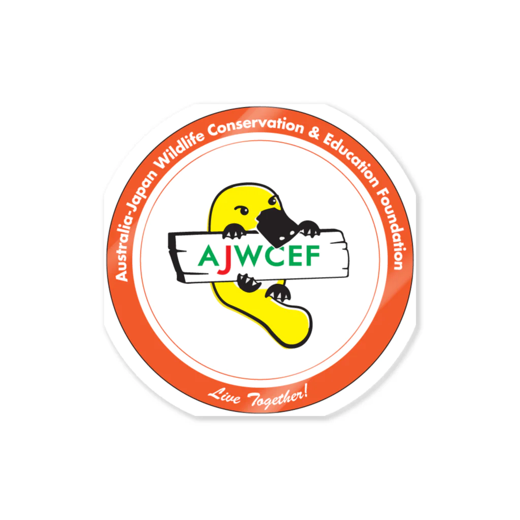 AJWCEFの【丸カット】 AJWCEF オリジナル カモノハシステッカー オレンジ  Sticker