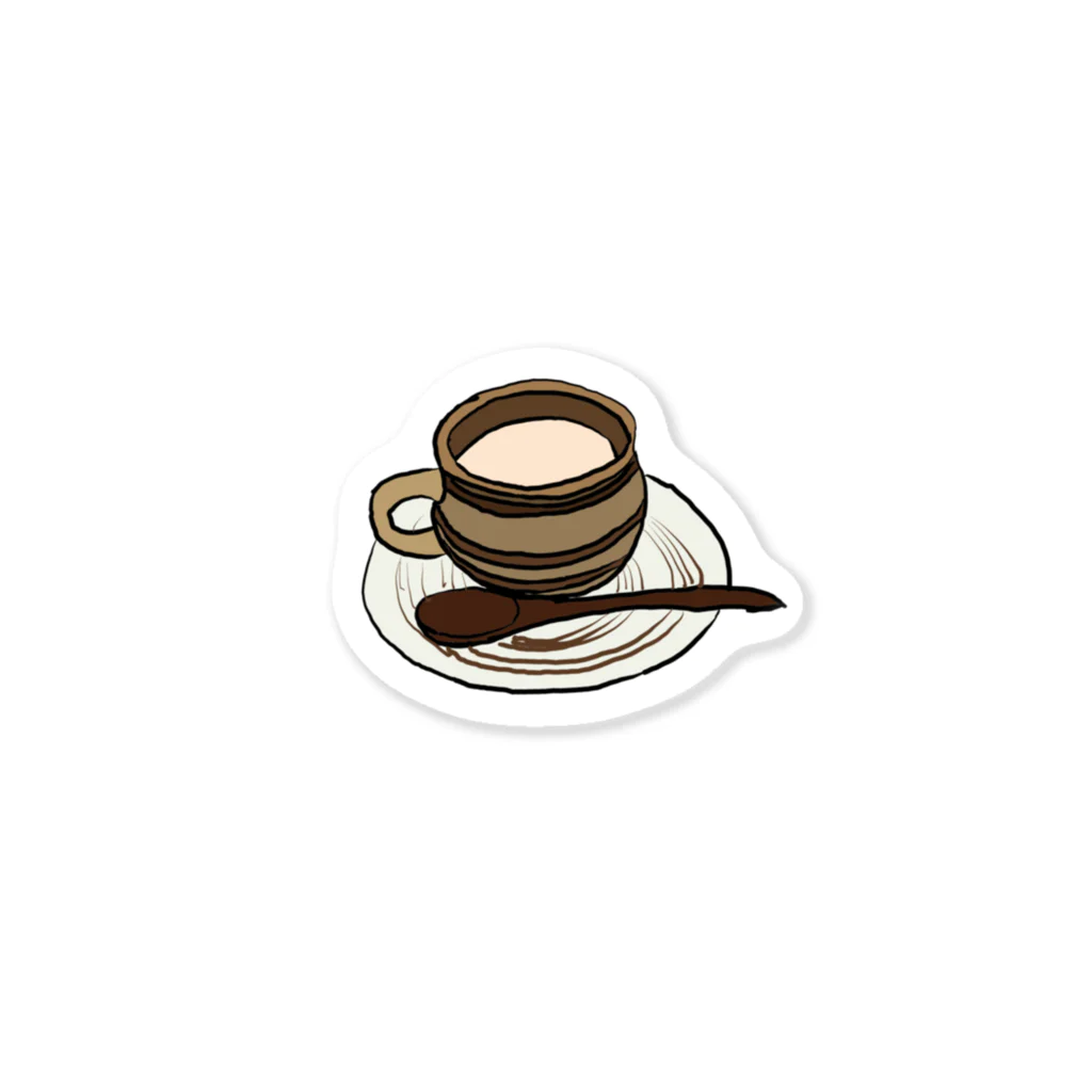 kawa2005のイラストグッズのベタ塗りコーヒーカップ Sticker