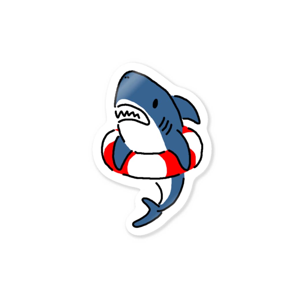 うきわを持つサメ サメtシャツ わりとおもい Waritoomoi のステッカー通販 Suzuri スズリ