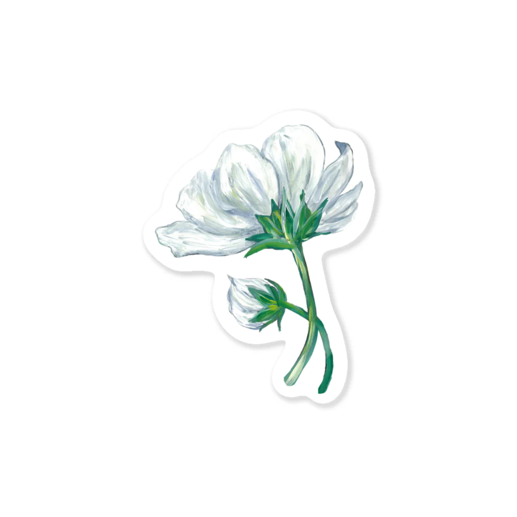 Asahi art styleの１輪のお花　ホワイト ステッカー