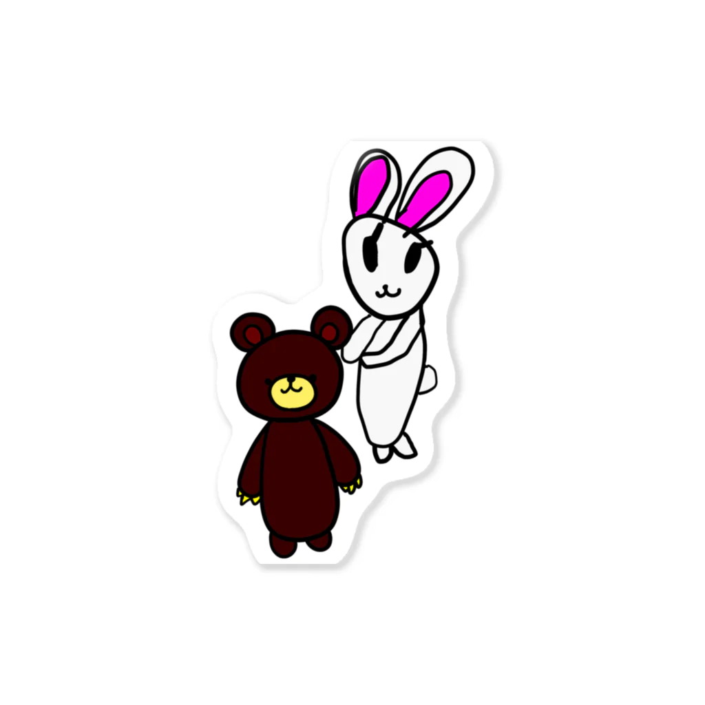 YAG STOREの娘の絵シリーズ～rabbit＆bear～ ステッカー