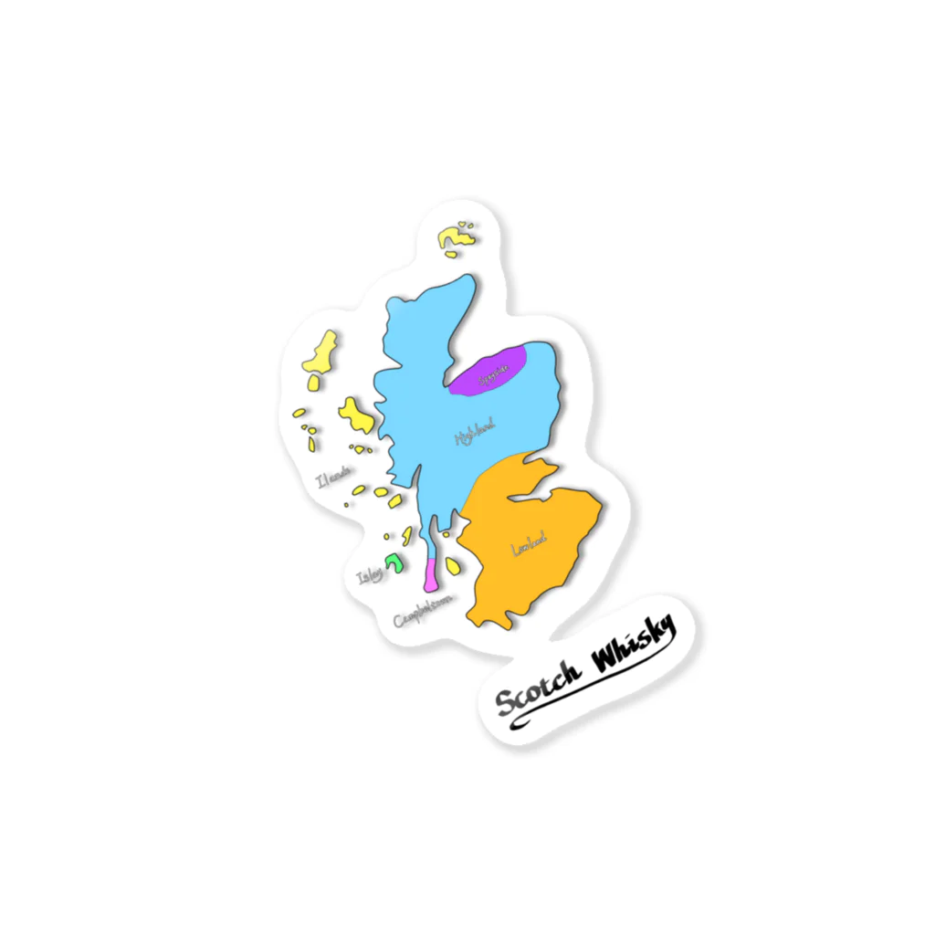 MedusasのScotch Whisky‘s  map (カラーver） Sticker