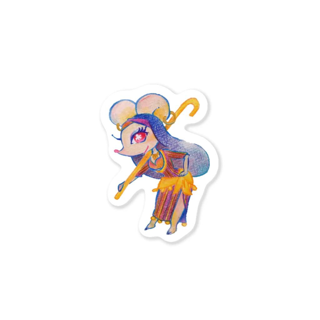 踊るお絵かき屋さんのベリーダンサーねずみ Sticker