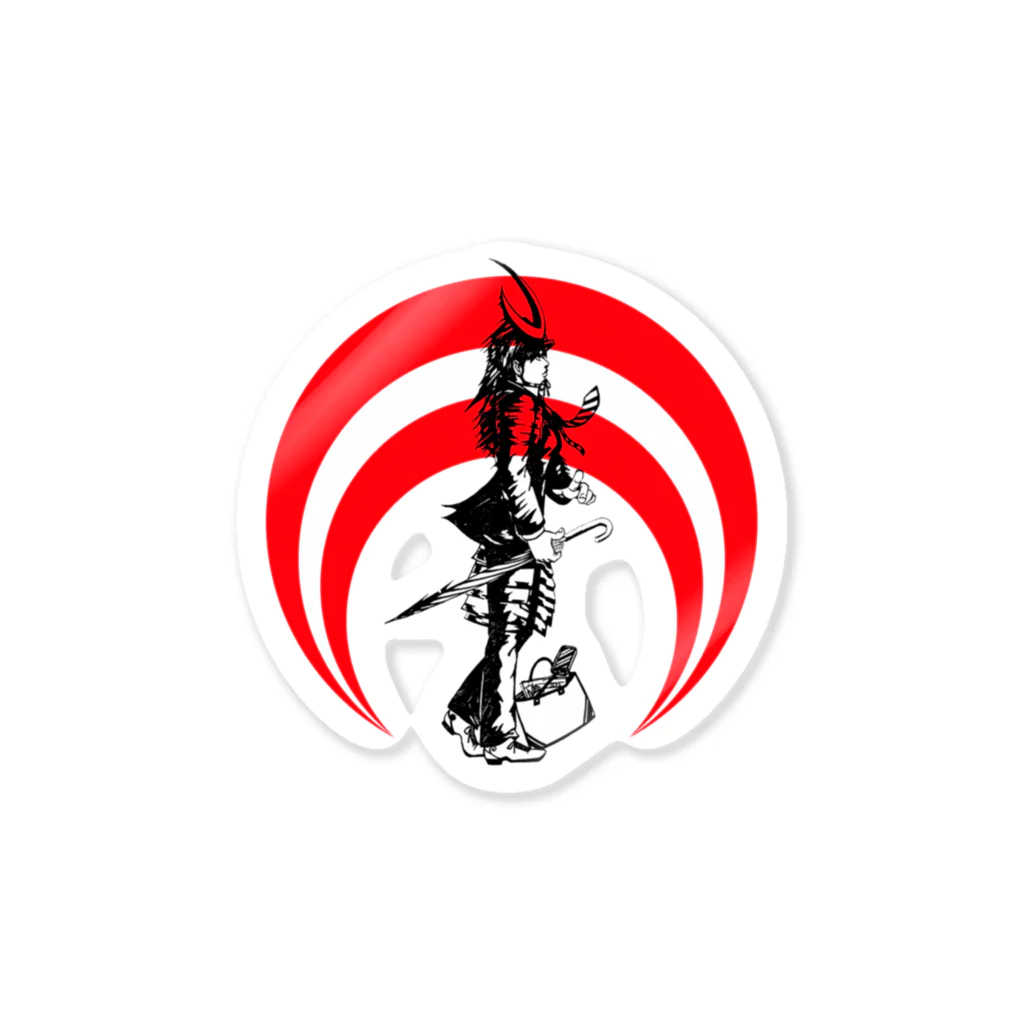 切り絵ariの侍-RED Sticker