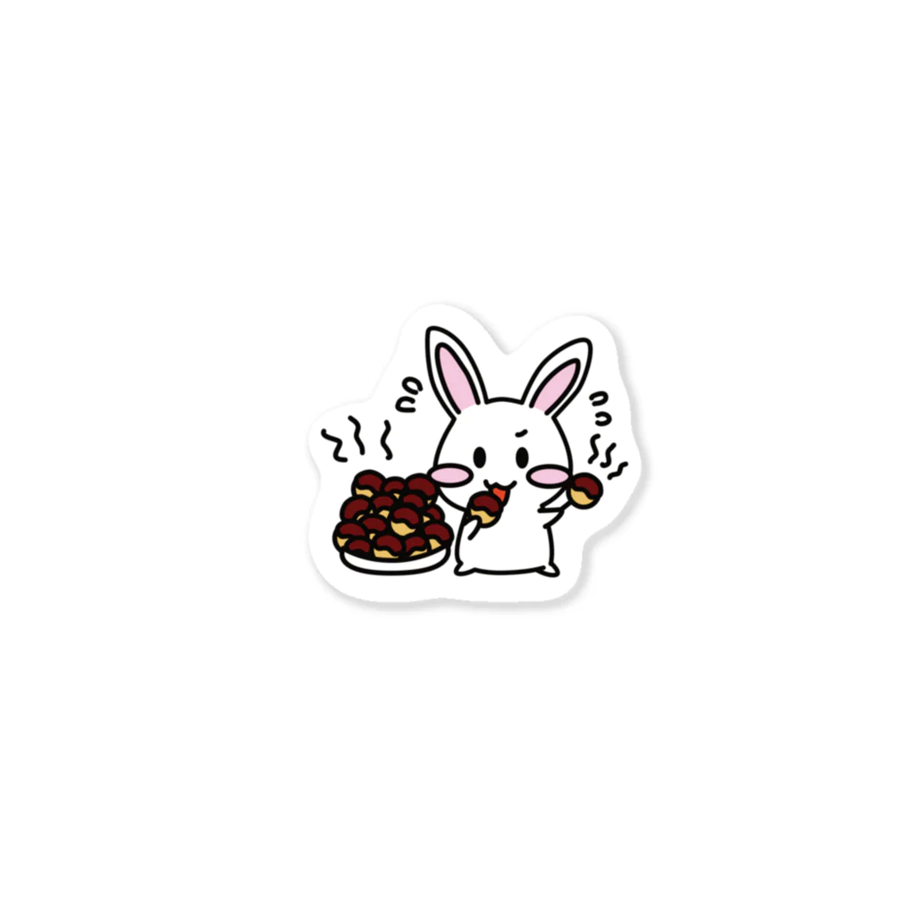 とらともやのうさぎたんとたこ焼き Sticker