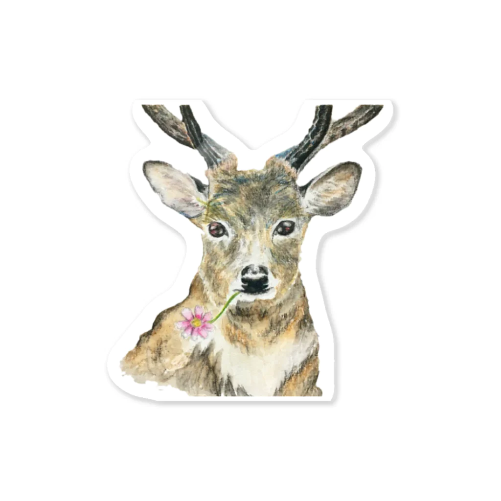 舟守ちゃん⛈🌎💡のコスモスと鹿 Sticker
