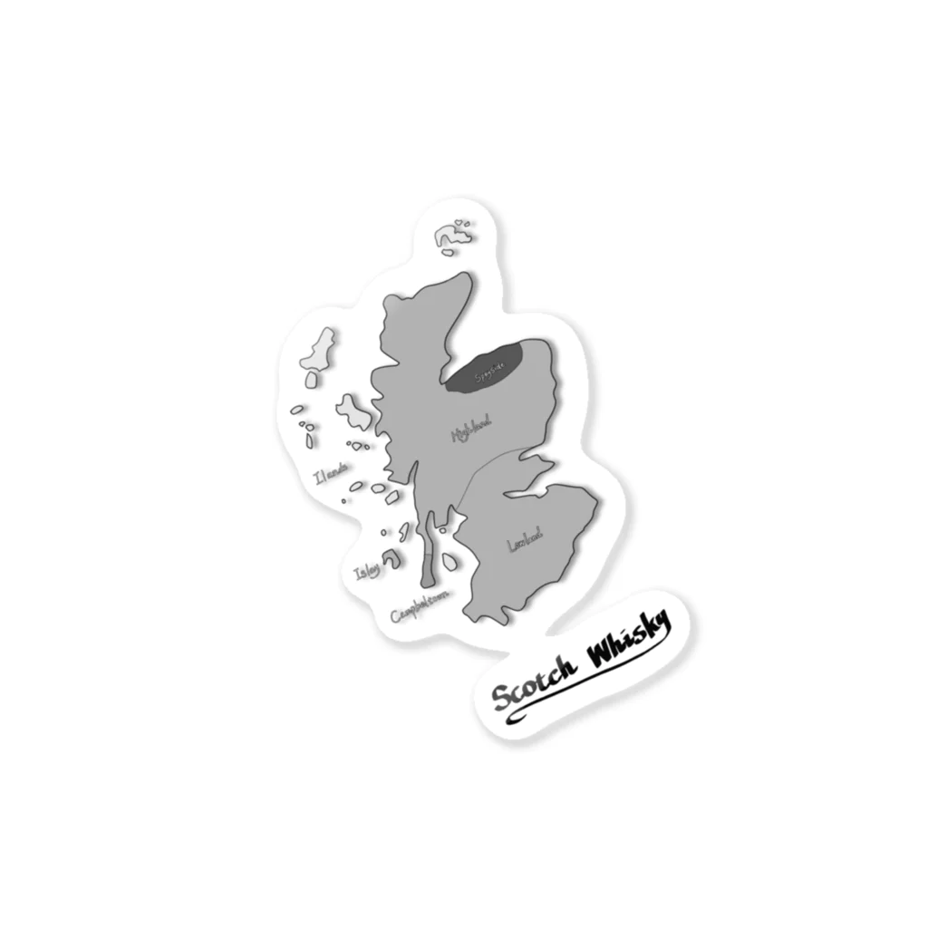 MedusasのScotch Whisky‘s  map (モノクロver) Sticker