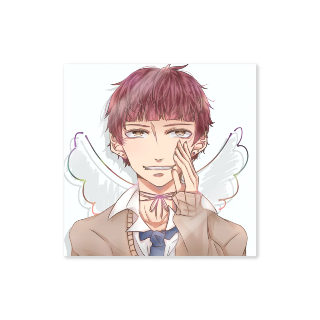 しろくろの雑場のぱっつん男子 Sticker