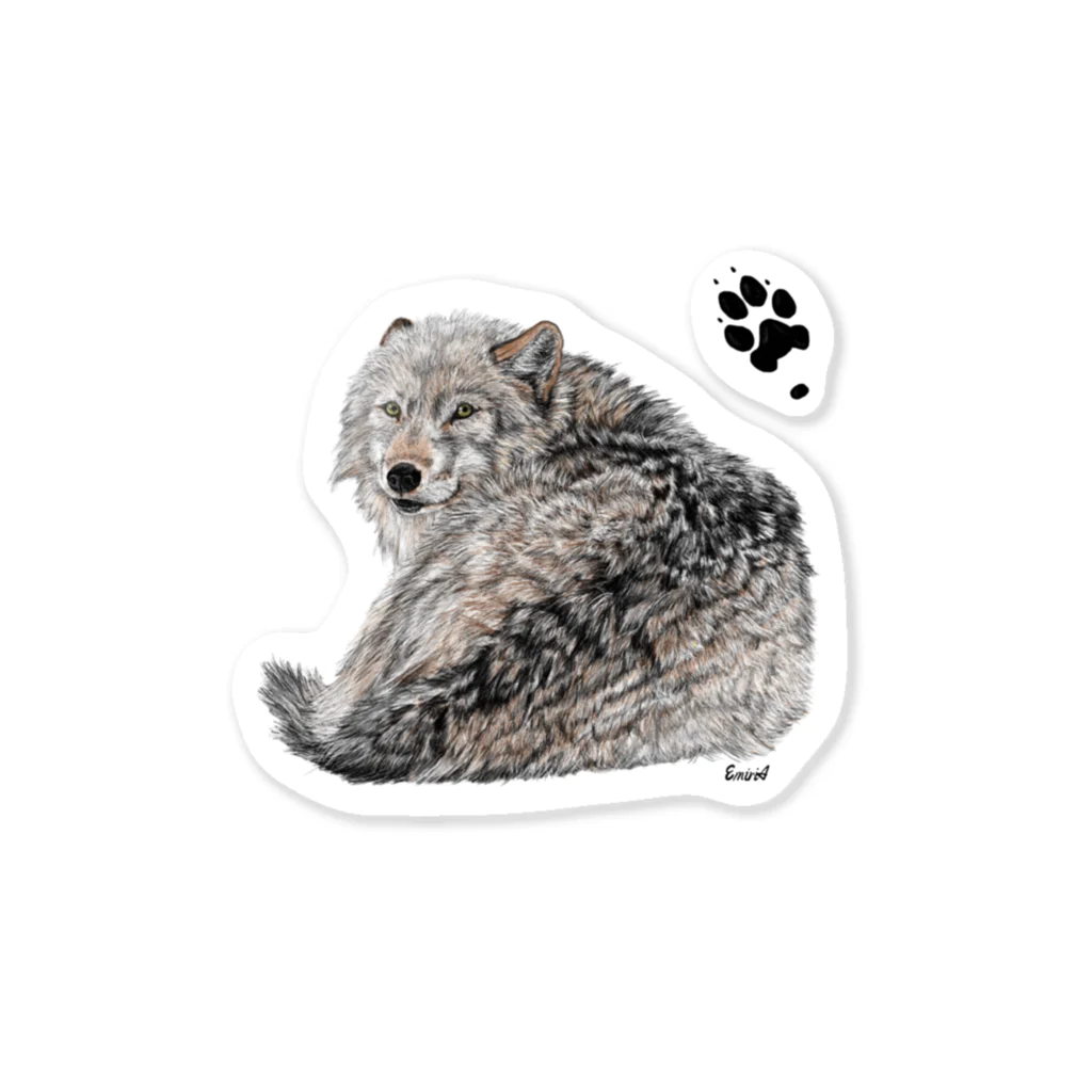 EmiriA artの振り向きオオカミ🐾 Sticker