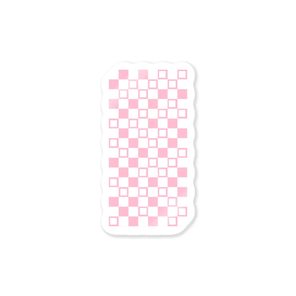 Red berry treeのランダムブロックチェック ピンク Sticker