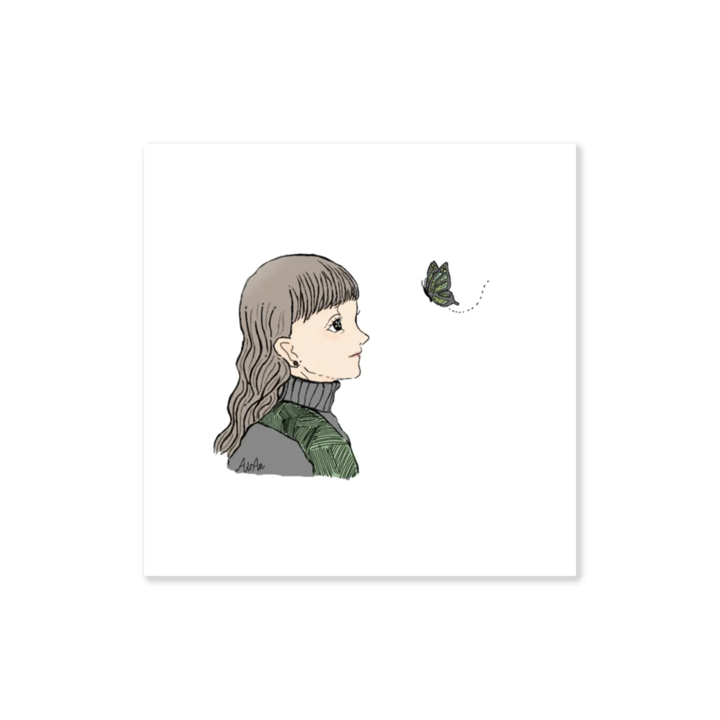 AitAnの緑の蝶 Sticker