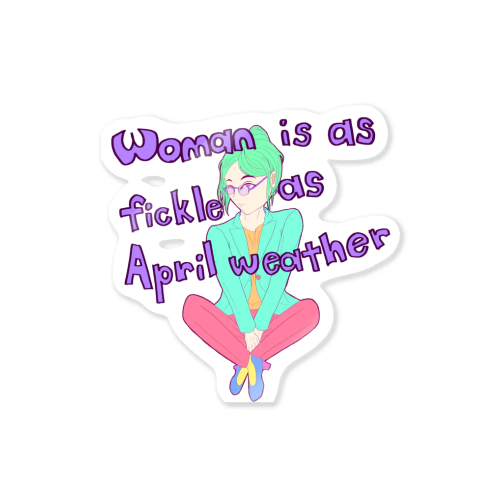 ヨシアキのWoman is as fickle as April weather. Sticker