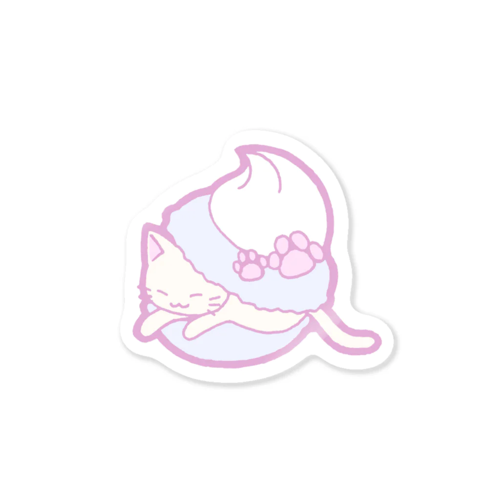 かわいいもののおみせ　いそぎんちゃくの猫マカロン Sticker