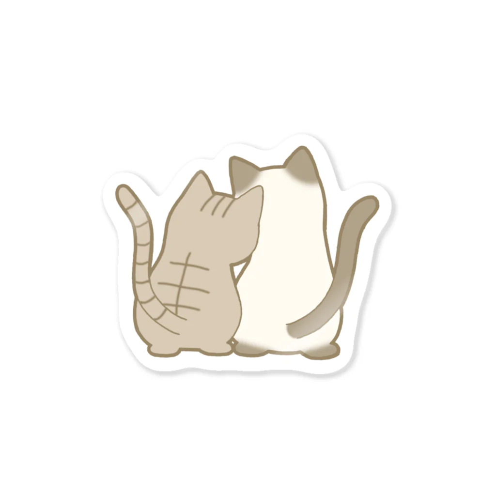 かわいいもののおみせ　いそぎんちゃくの仲良し猫の背中　キジトラ&ポインテッド Sticker