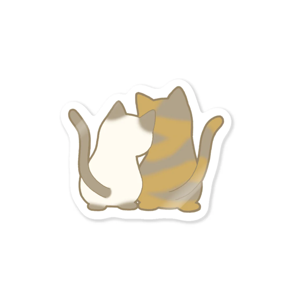 かわいいもののおみせ　いそぎんちゃくの仲良し猫の背中　ポインテッド&サビ Sticker