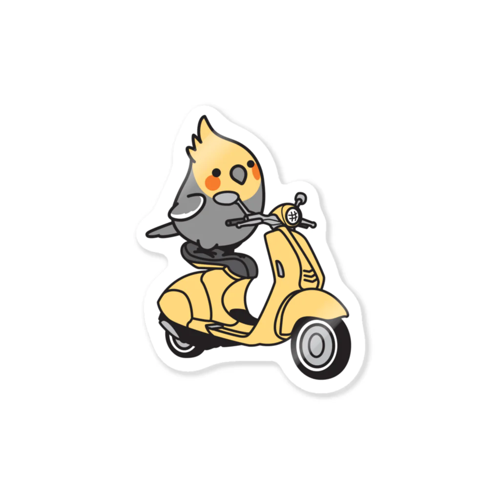 Cody the LovebirdのChubby Bird バイクに乗ったオカメインコ  ステッカー