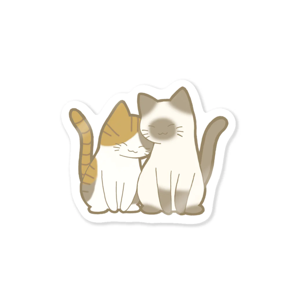 かわいいもののおみせ　いそぎんちゃくの仲良し猫　縞三毛&ポインテッド Sticker