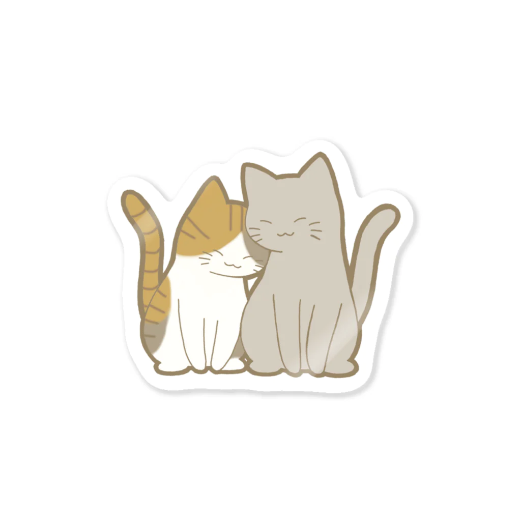 かわいいもののおみせ　いそぎんちゃくの仲良し猫　縞三毛&灰 Sticker