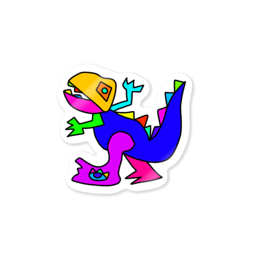 ツバサの地上絵のサイケデリックきょうりゅう Sticker