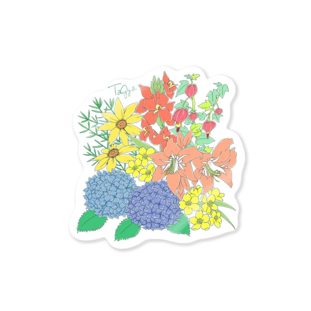 Aya Tagawaの六月のお花盛りだくさん ステッカー