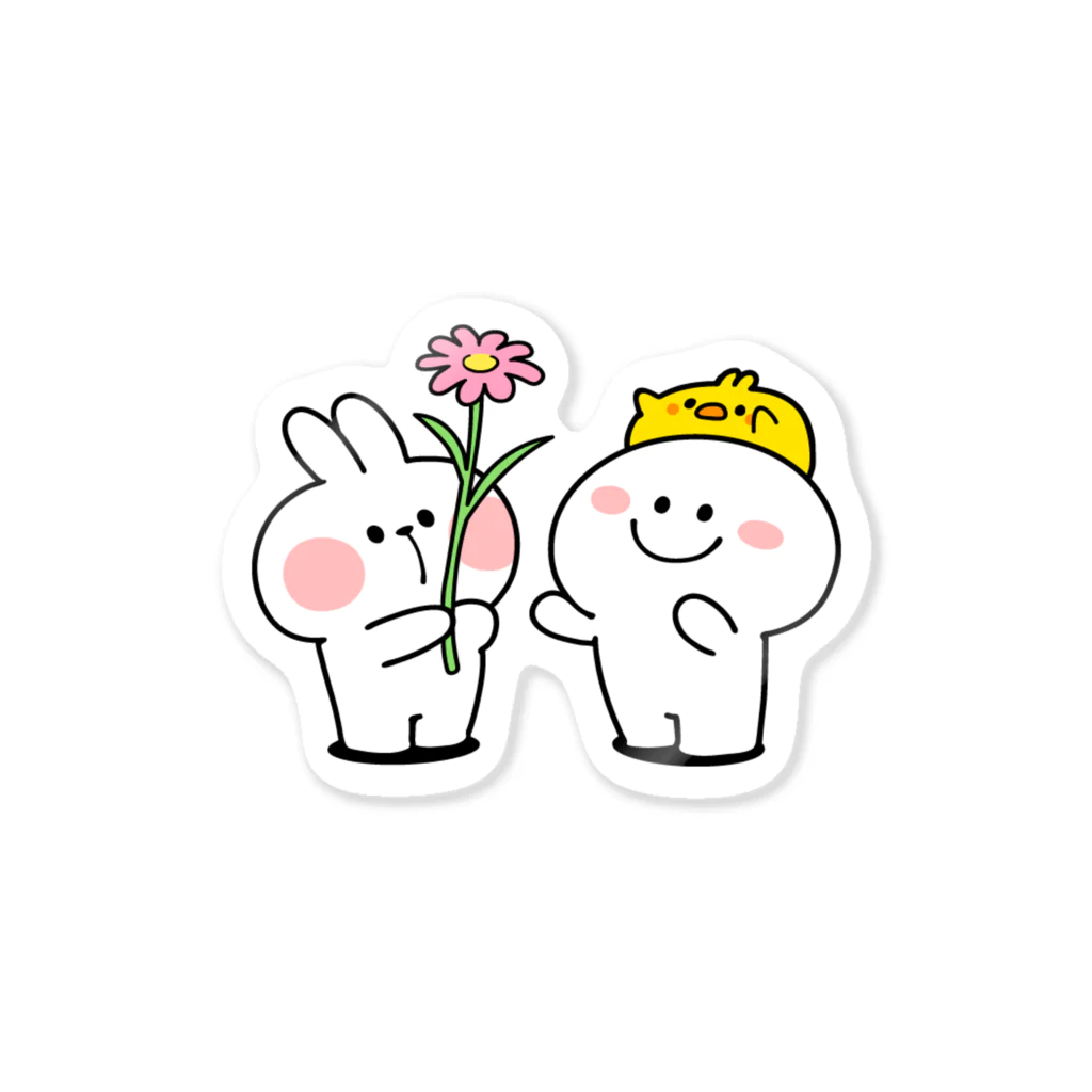 AKIRAMBOWのSpoiled Rabbit Flower / あまえんぼうさちゃん フラワー  Sticker