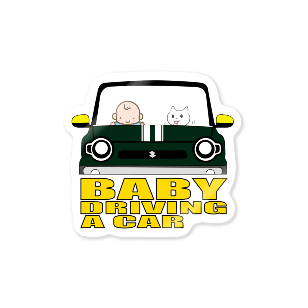 ニキトウホンポのBABY DRIVING A CAR 2  ステッカー