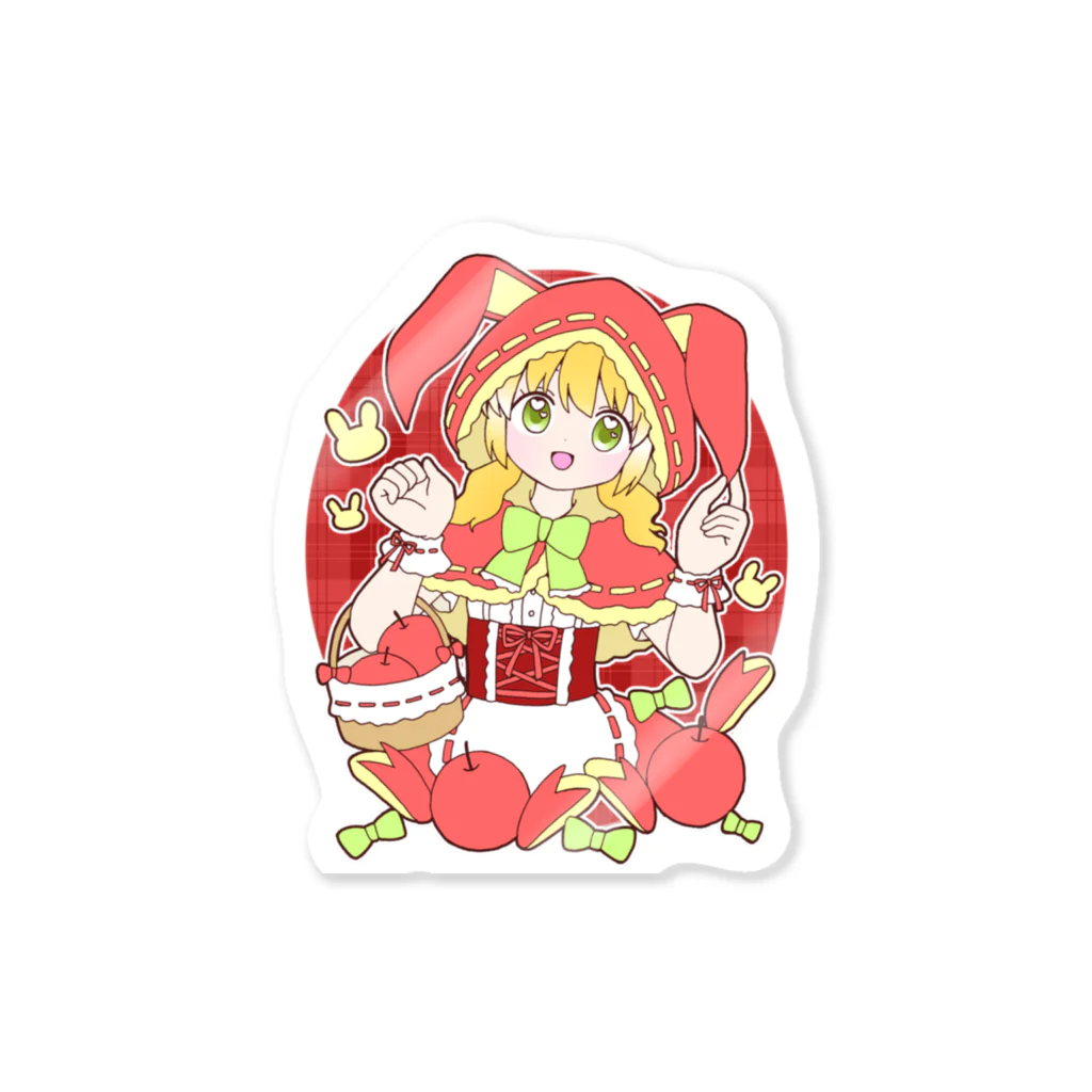 かわいいもののおみせ　いそぎんちゃくのうさぎリンゴ赤ずきんちゃん Sticker