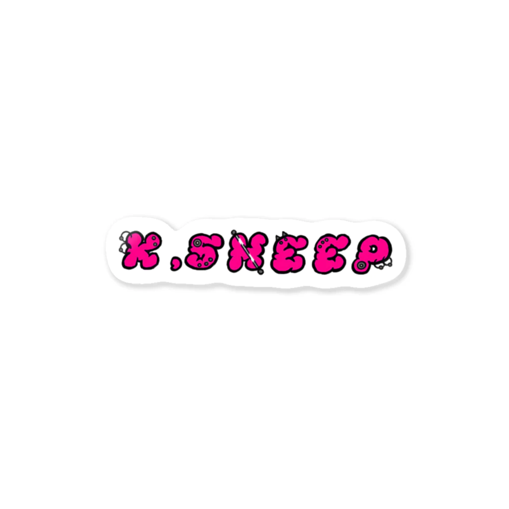 K.SHEEPのピアスロゴ(ショッキングピンクフィル) ステッカー