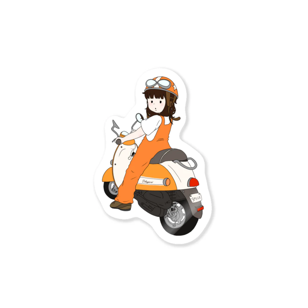 chaaru_illustのバイクに乗った女の子 Sticker