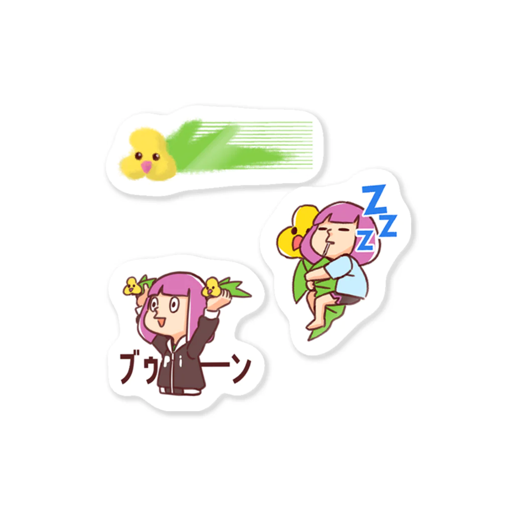 おいも屋のめんぼうまる3点ステッカー Sticker