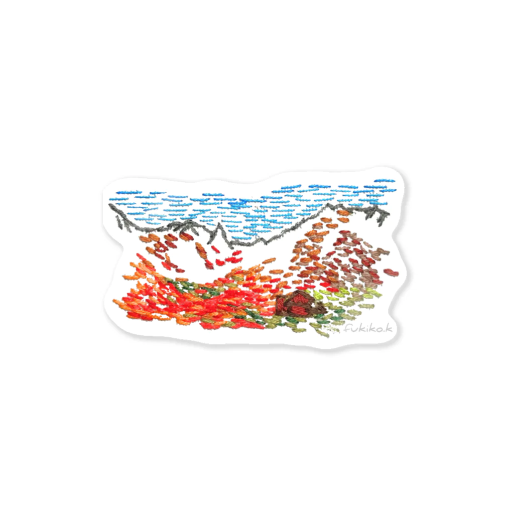 kazefukikoの紅葉の涸沢 ステッカー Sticker