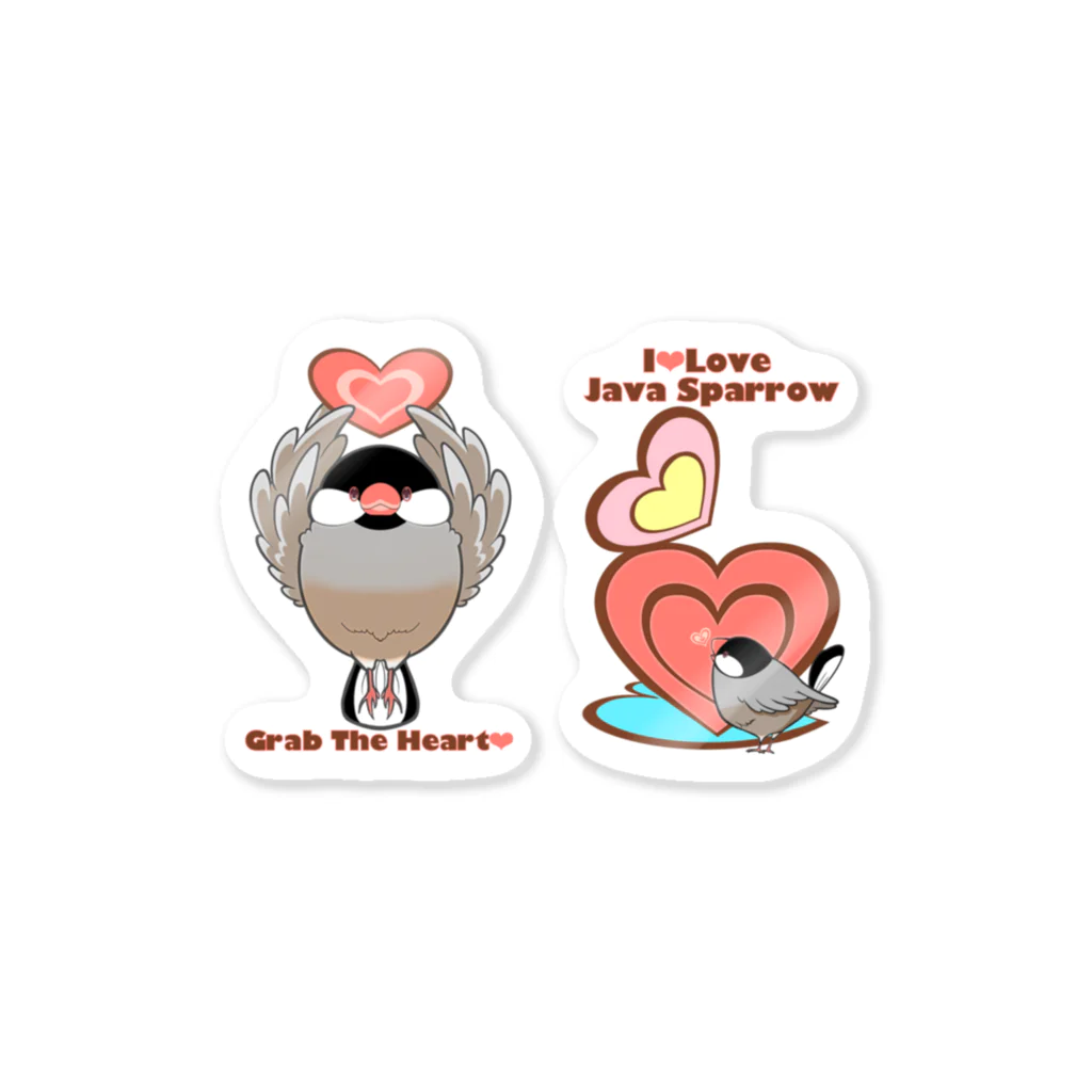 ゆ(　˙-˙　)ゆの♡を掴むよ桜文鳥& I♡LOVE桜文鳥 Sticker
