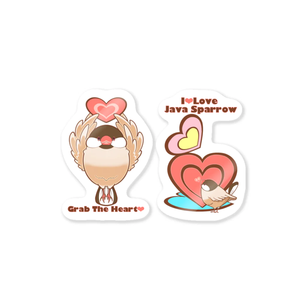 ゆ(　˙-˙　)ゆの♡を掴むよシナモン文鳥&I♡LOVEシナモン文鳥 Sticker