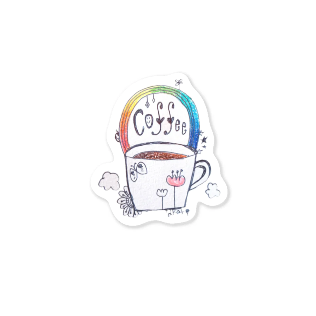 akaricafeのcoffee rainbow ステッカー