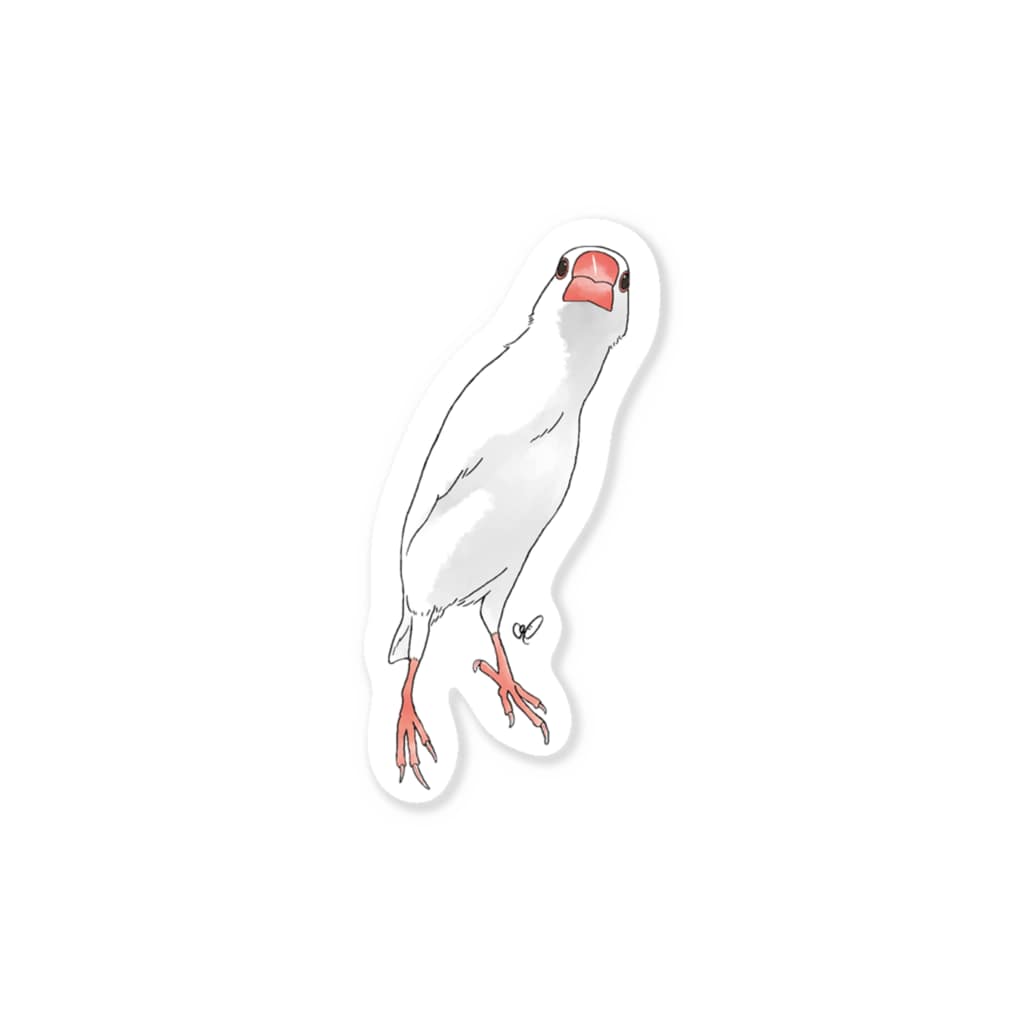 calcalののびのび白文鳥 Sticker