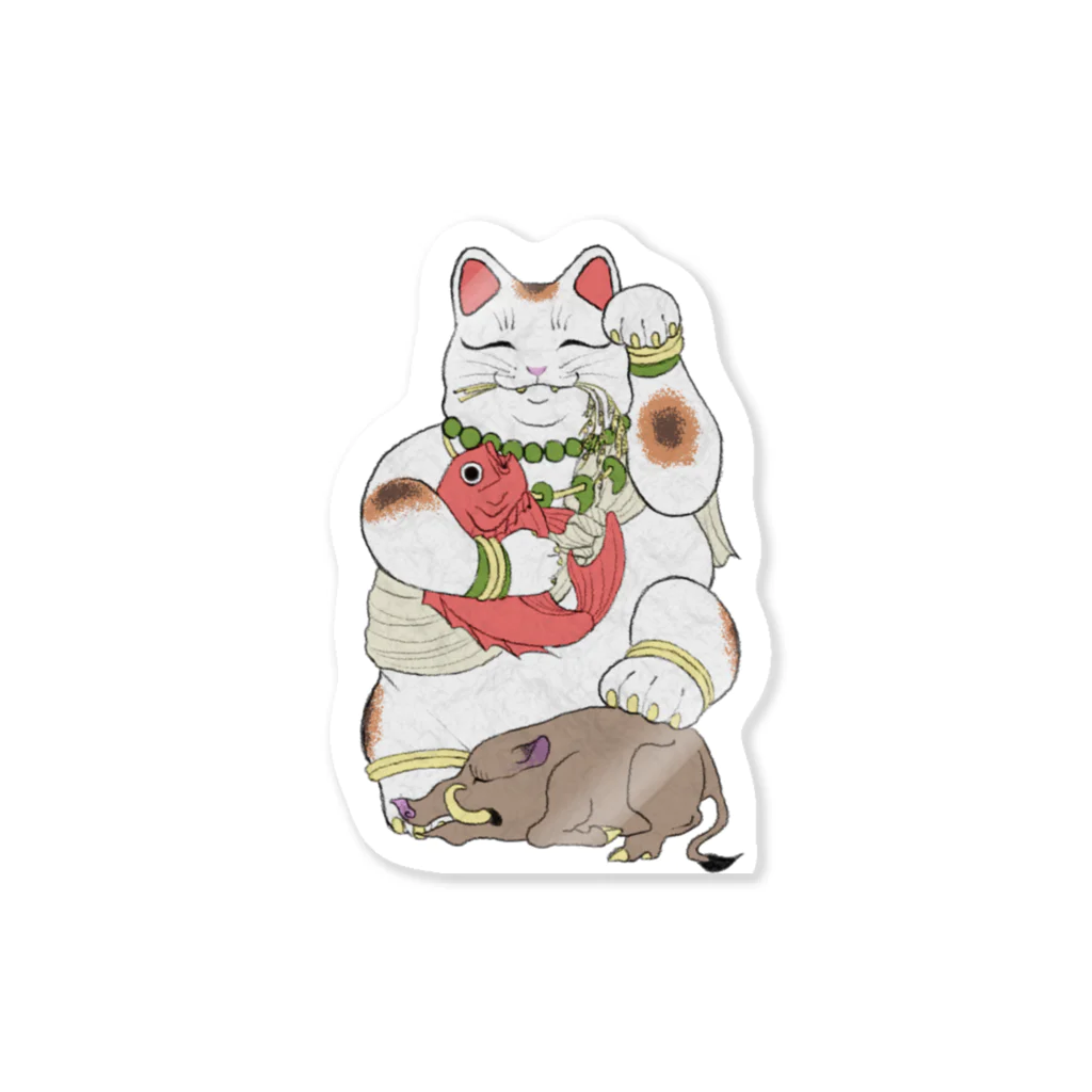 KONEKINE_1234の招き猫シリーズ_食の招き猫 Sticker