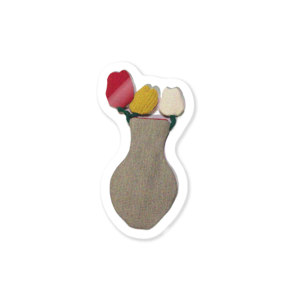 きんちゃく屋さんのチューリップと花瓶の巾着袋 Sticker