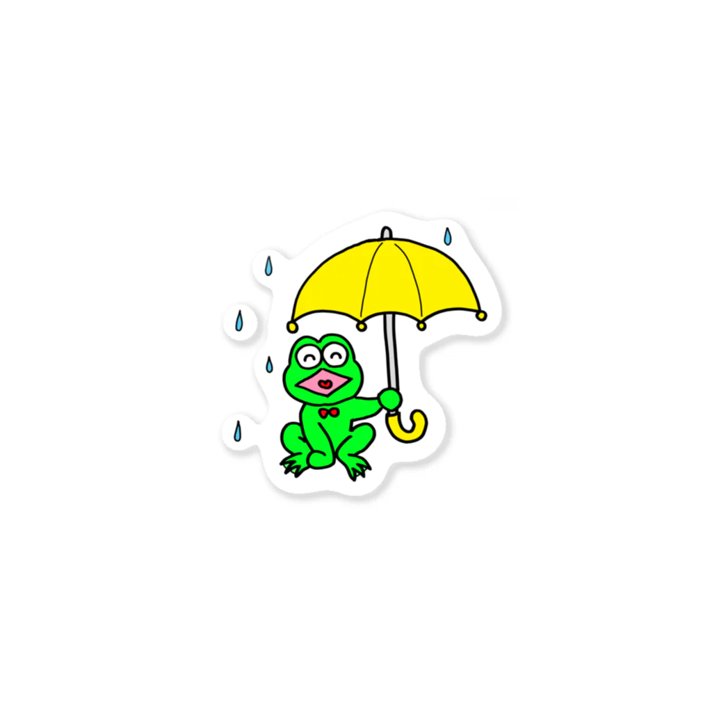 アトリエ☆コメディの雨だけど傘を差しちゃうカエルさん Sticker